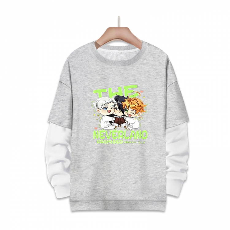 The Promised Neverla Anime fake two-piece thick round neck sweater from S to 3XL