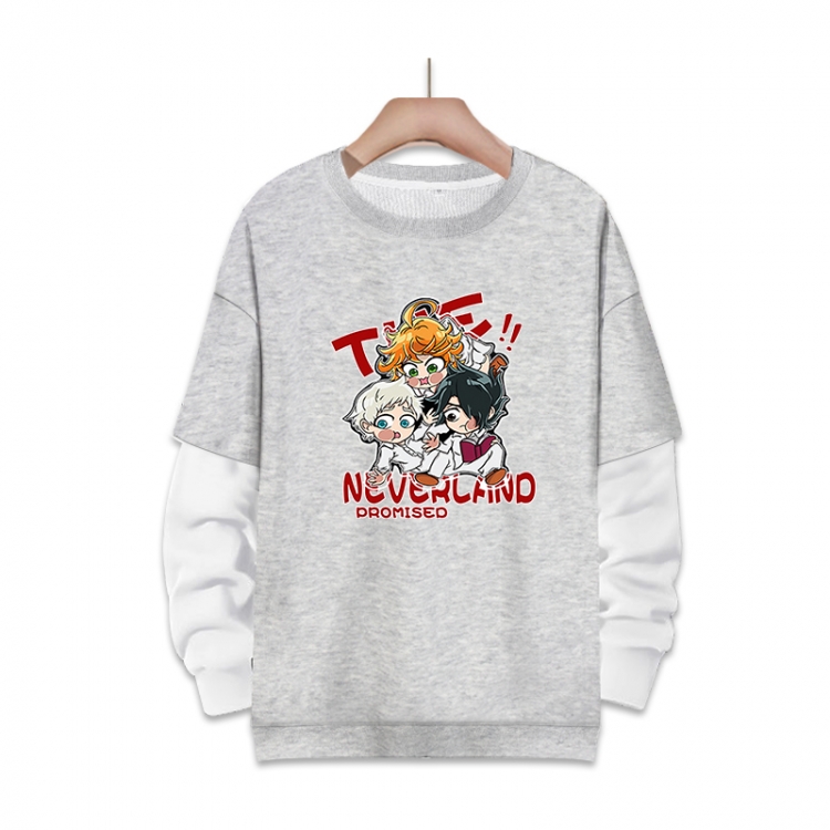 The Promised Neverla Anime fake two-piece thick round neck sweater from S to 3XL