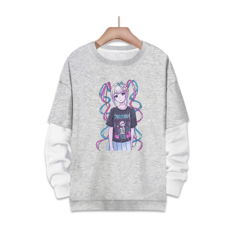 NEEDY GIRL OVERDOSE Anime fake two-piece thick round neck sweater from S to 3XL