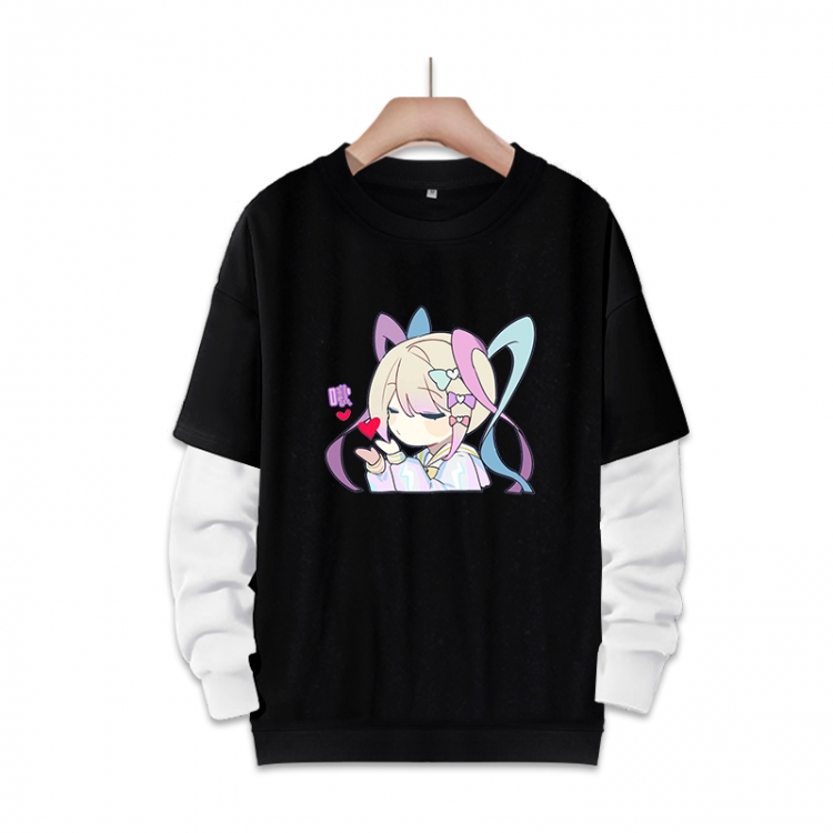 NEEDY GIRL OVERDOSE Anime fake two-piece thick round neck sweater from S to 3XL