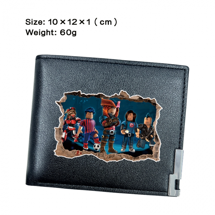 Roblox Anime Peripheral PU Half Fold Black Leather Wallet Zero Wallet 10x12x1cm