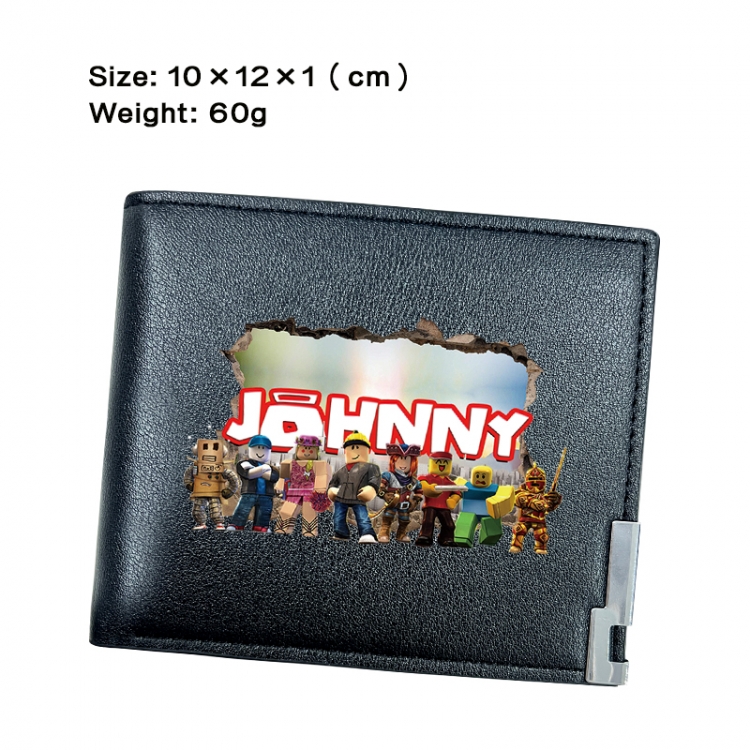 Roblox Anime Peripheral PU Half Fold Black Leather Wallet Zero Wallet 10x12x1cm