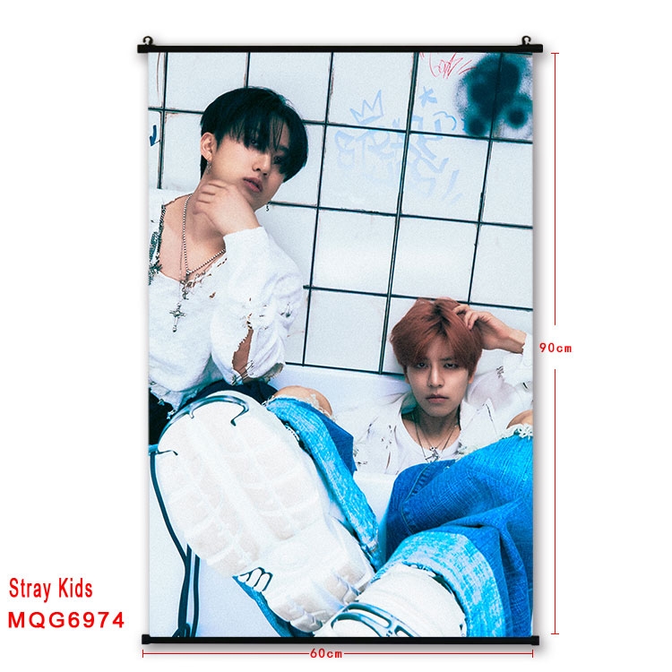 Stray Kids Anime black Plastic rod Cloth painting Wall Scroll 60X90CM MQG-6974