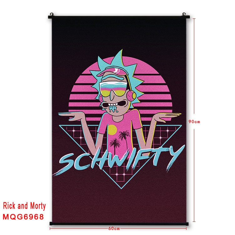 Rick and Morty Anime black Plastic rod Cloth painting Wall Scroll 60X90CM MQG-6968