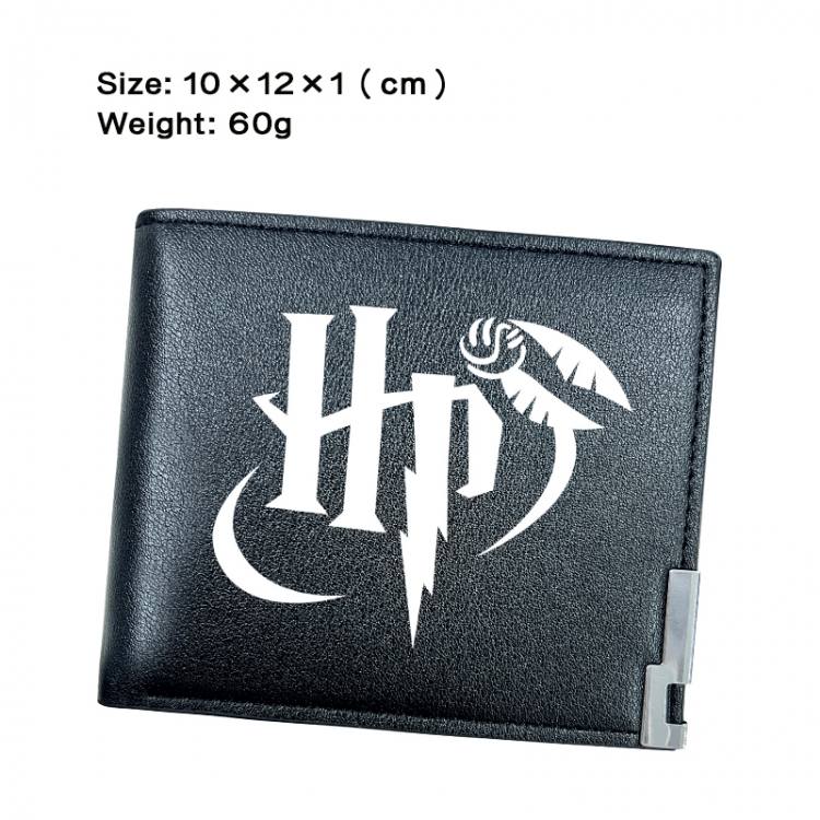 Harry Potter Anime Peripheral PU Half Fold Black Leather Wallet Zero Wallet 10x12x1cm