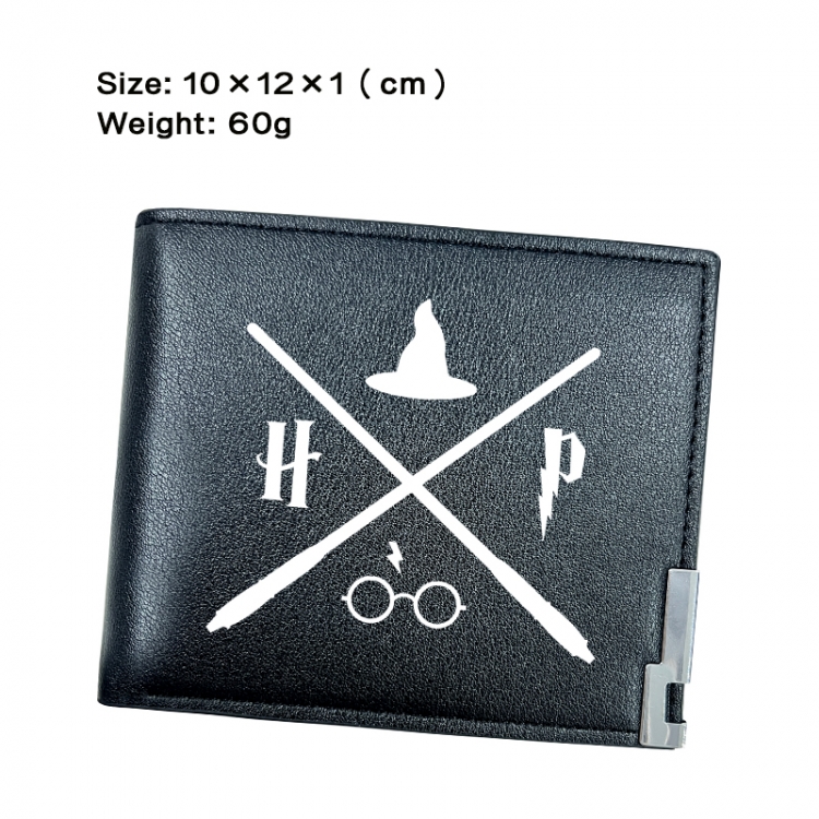 Harry Potter Anime Peripheral PU Half Fold Black Leather Wallet Zero Wallet 10x12x1cm