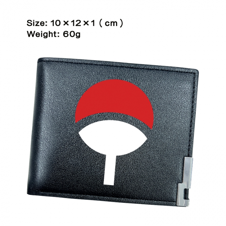 Naruto Anime Peripheral PU Half Fold Black Leather Wallet Zero Wallet 10x12x1cm