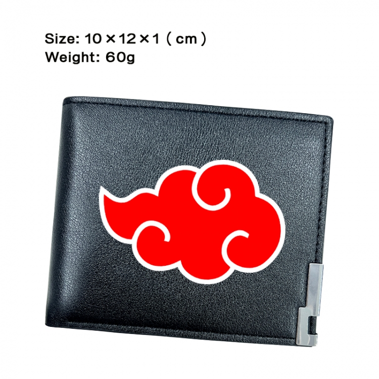 Naruto Anime Peripheral PU Half Fold Black Leather Wallet Zero Wallet 10x12x1cm