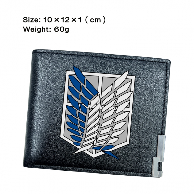 Shingeki no Kyojin Anime Peripheral PU Half Fold Black Leather Wallet Zero Wallet 10x12x1cm
