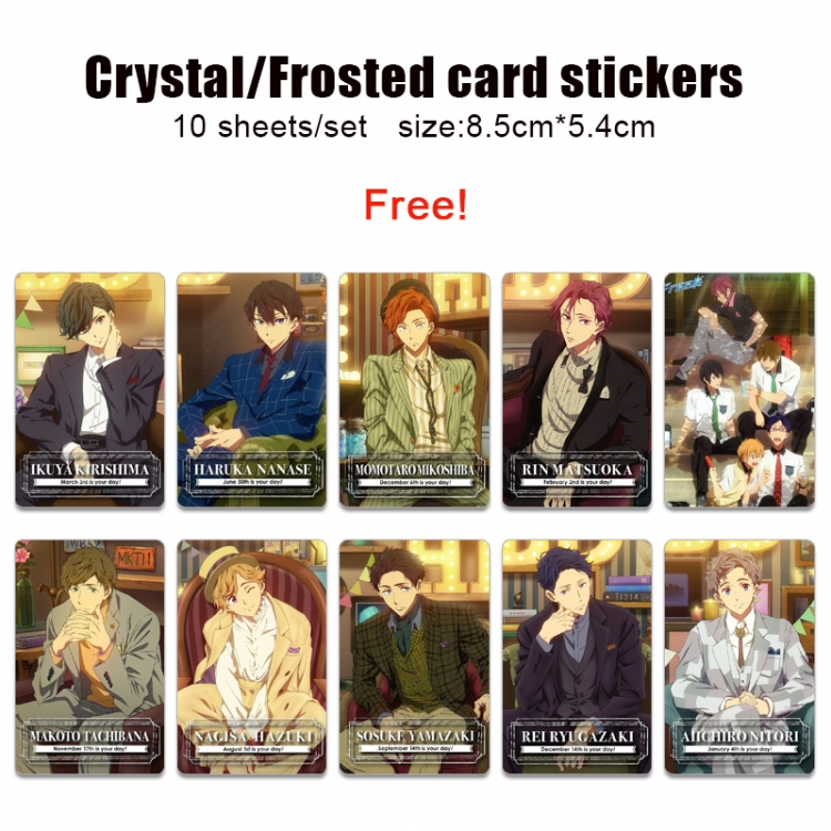 Free! Anime Crystal Bus Card Decorative Sticker Smooth Transparent Style a set of 10 price for 5 set