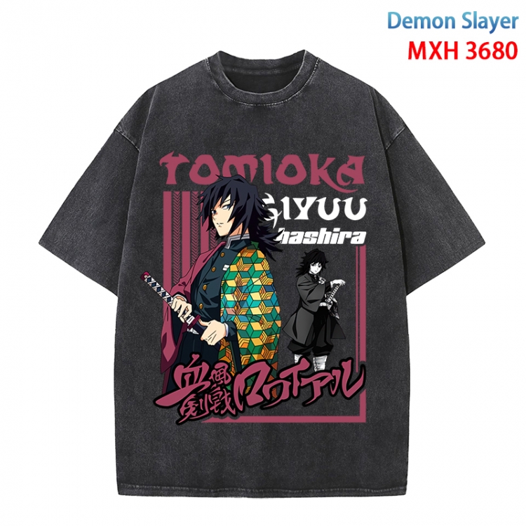 Demon Slayer Kimets Anime peripheral pure cotton washed and worn T-shirt from S to 4XL MXH-3680