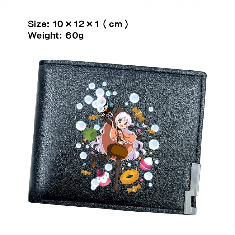 Magical Girl Madoka of the Magus Anime Peripheral PU Half Fold Black Leather Wallet Zero Wallet 10x12x1cm