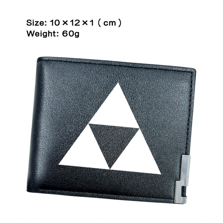 The Legend of Zelda Anime Peripheral PU Half Fold Black Leather Wallet Zero Wallet 10x12x1cm