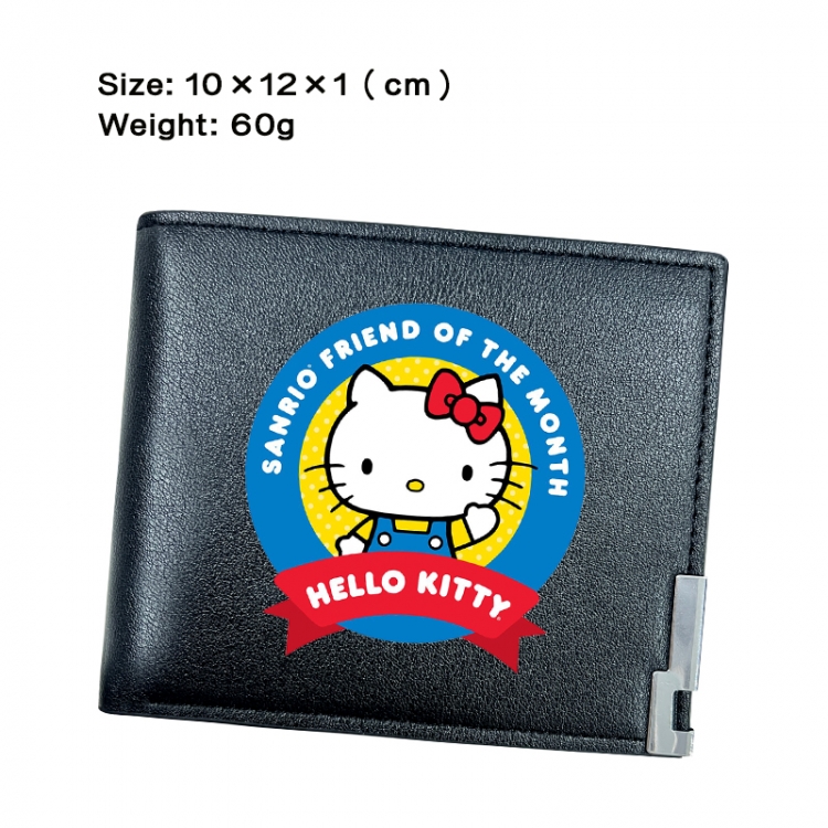 sanrio Anime Peripheral PU Half Fold Black Leather Wallet Zero Wallet 10x12x1cm