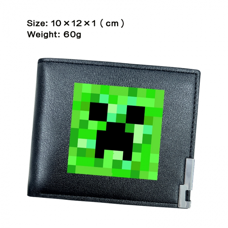 Minecraft Anime Peripheral PU Half Fold Black Leather Wallet Zero Wallet 10x12x1cm