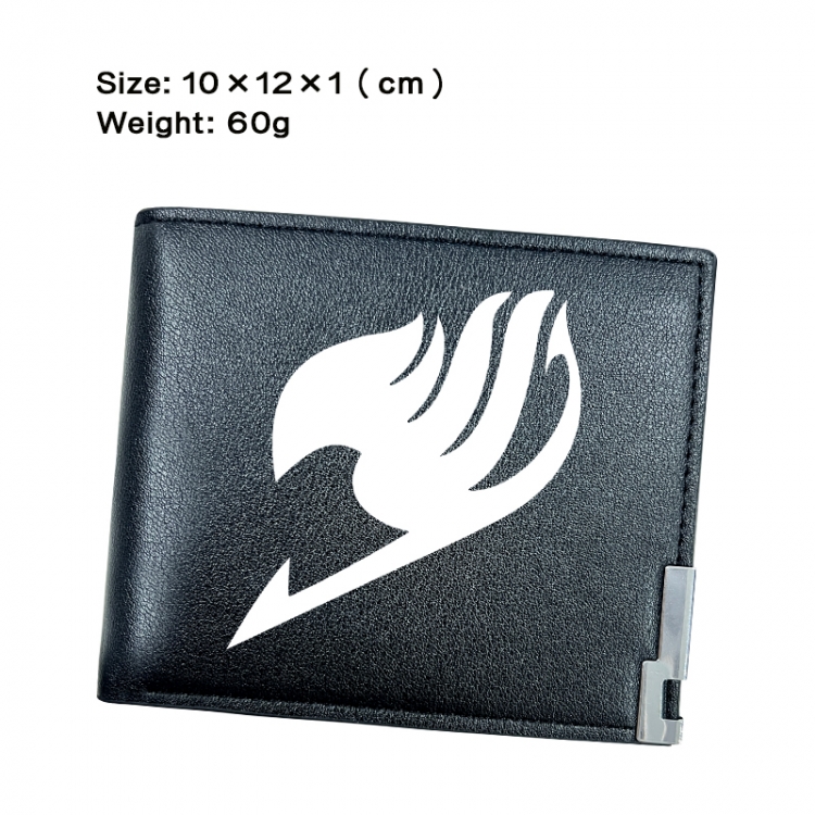 Fairy tail Anime Peripheral PU Half Fold Black Leather Wallet Zero Wallet 10x12x1cm