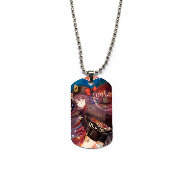 Genshin Impact Anime double-sided full color printed military brand necklace price for 5 pcs