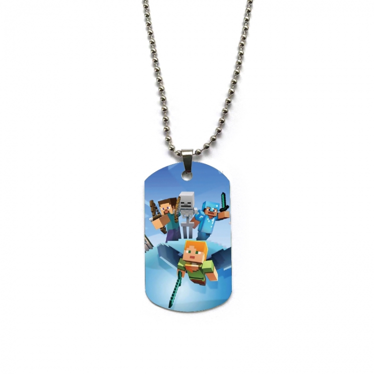 Minecraft Anime double-sided full color printed military brand necklace price for 5 pcs