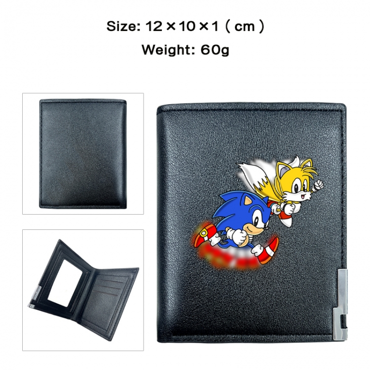 Sonic the Hedgehog Anime printed double fold PU short wallet with zero wallet 10x12x1cm