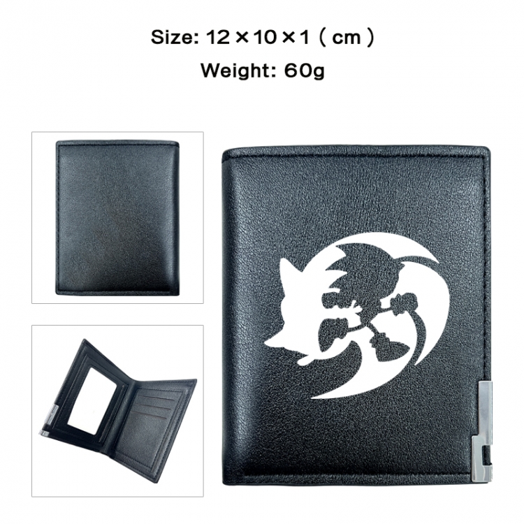 Sonic the Hedgehog Anime printed double fold PU short wallet with zero wallet 10x12x1cm