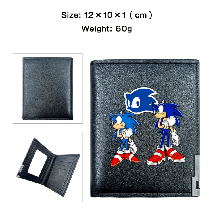 Sonic the Hedgehog Anime printed double fold PU short wallet with zero wallet 10x12x1cm