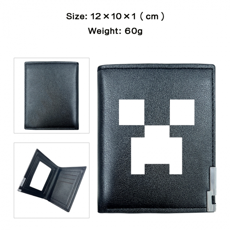 Minecraft Anime printed double fold PU short wallet with zero wallet 10x12x1cm