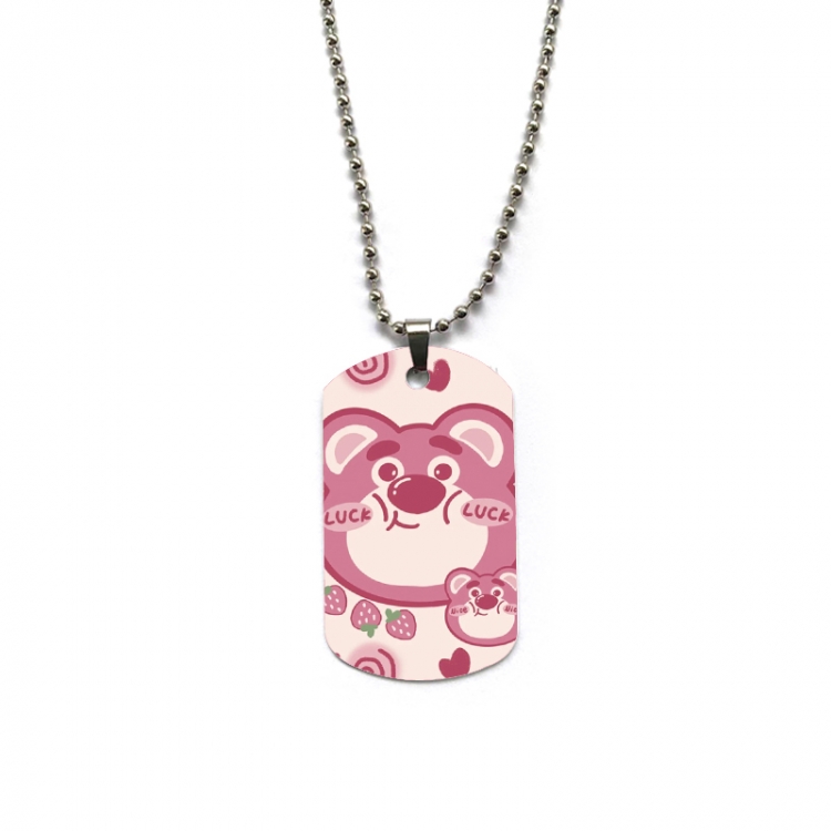 Strawberry Bear Anime double-sided full color printed military brand necklace price for 5 pcs