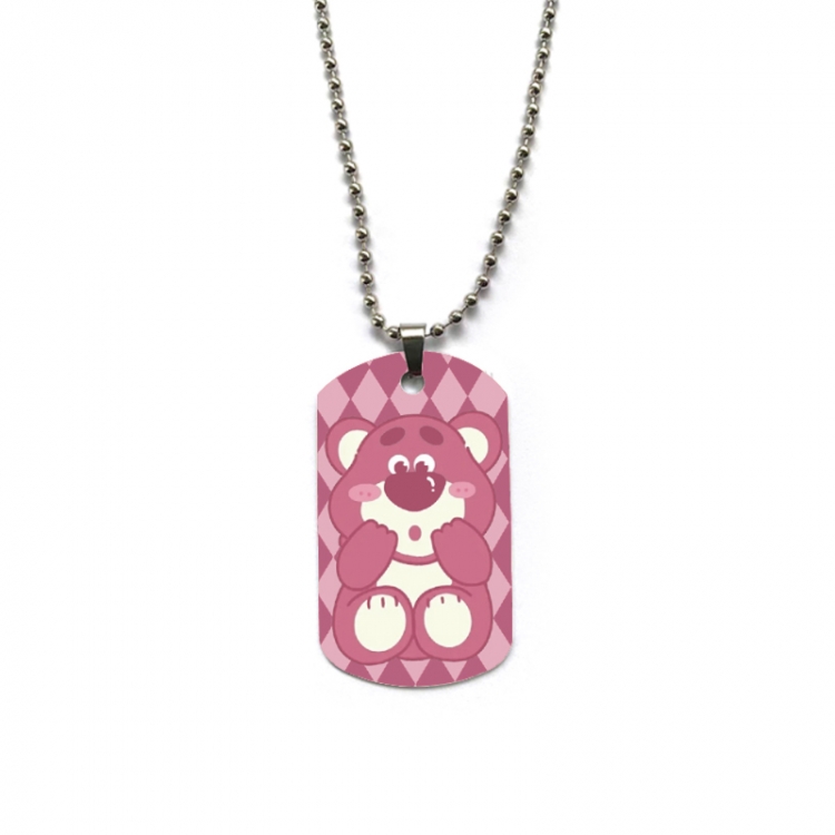 Strawberry Bear Anime double-sided full color printed military brand necklace price for 5 pcs