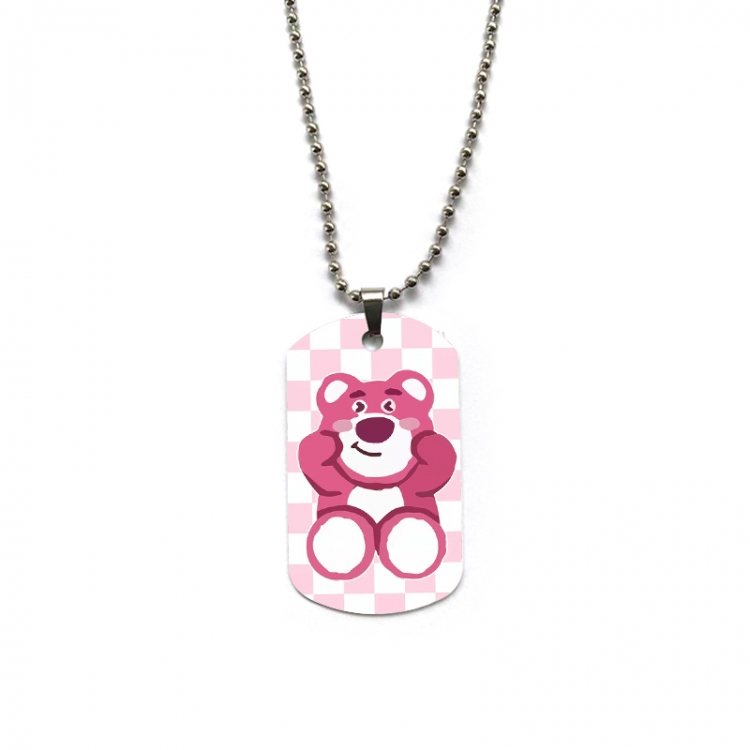 Strawberry Bear Anime double-sided full color printed military brand necklace price for 5 pcs