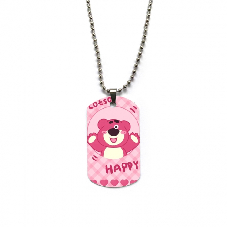 Strawberry Bear Anime double-sided full color printed military brand necklace price for 5 pcs