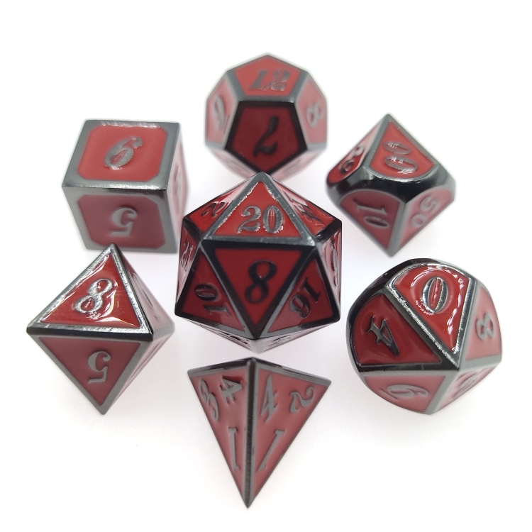 Italic Monochrome Zinc alloy metal entertainment dice board game tools iron box packaging 157g a set of 7  HYX-003