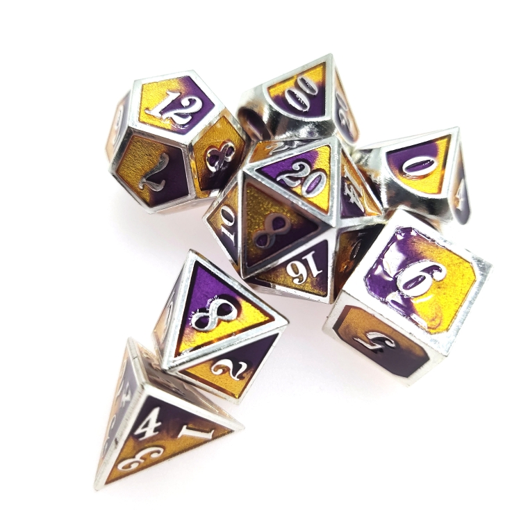 Italic Bicolor Zinc alloy metal entertainment dice board game tools iron box packaging 157g a set of 7 HYX-020