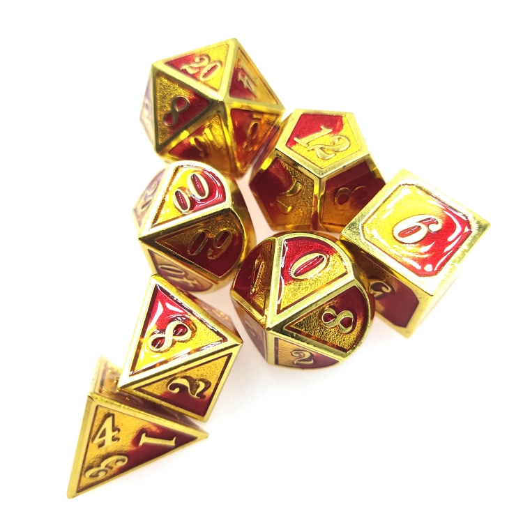 Italic Bicolor Zinc alloy metal entertainment dice board game tools iron box packaging 157g a set of 7 HYX-017