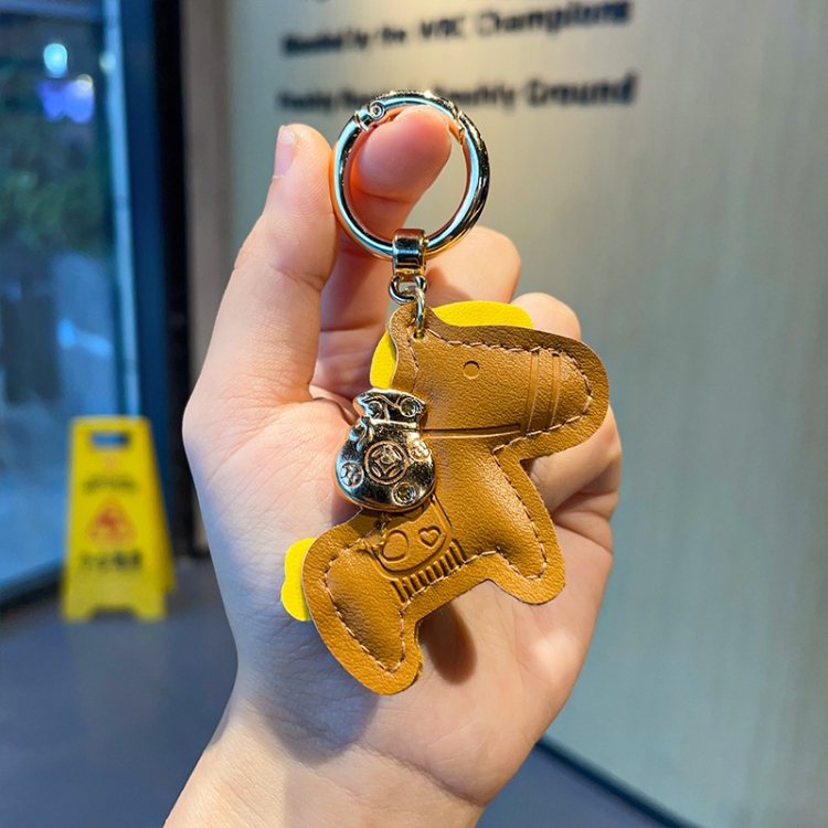 Leather pony 3D stereosc car keychain bag hanging accessories price for 5 pcs