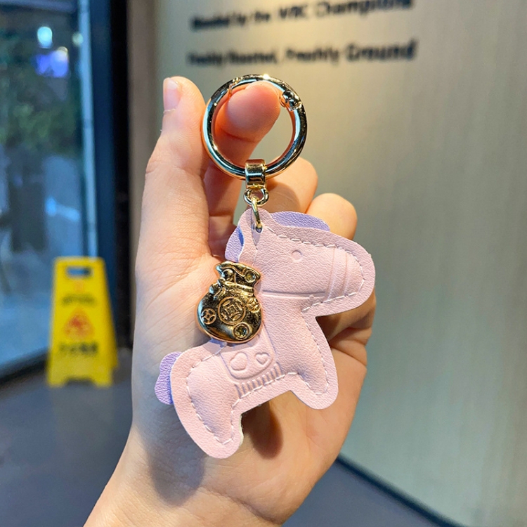 Leather pony 3D stereosc car keychain bag hanging accessories price for 5 pcs
