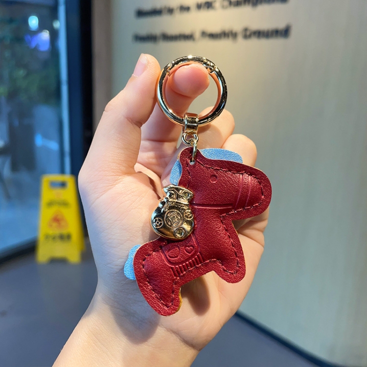 Leather pony 3D stereosc car keychain bag hanging accessories price for 5 pcs