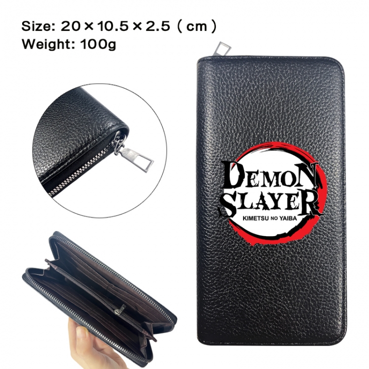 Demon Slayer Kimets Anime printed PU folding long zippered wallet with zero wallet 20x10.5x2.5cm