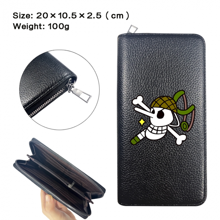 One Piece Anime printed PU folding long zippered wallet with zero wallet 20x10.5x2.5cm