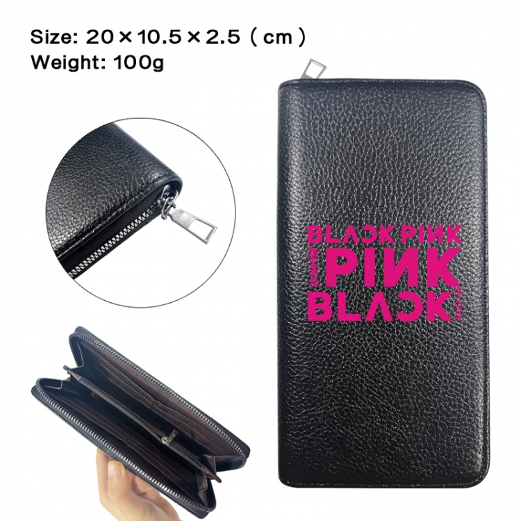BLACK PINK Anime printed PU folding long zippered wallet with zero wallet 20x10.5x2.5cm