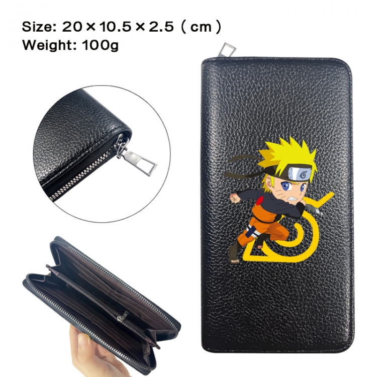 Naruto Anime printed PU folding long zippered wallet with zero wallet 20x10.5x2.5cm