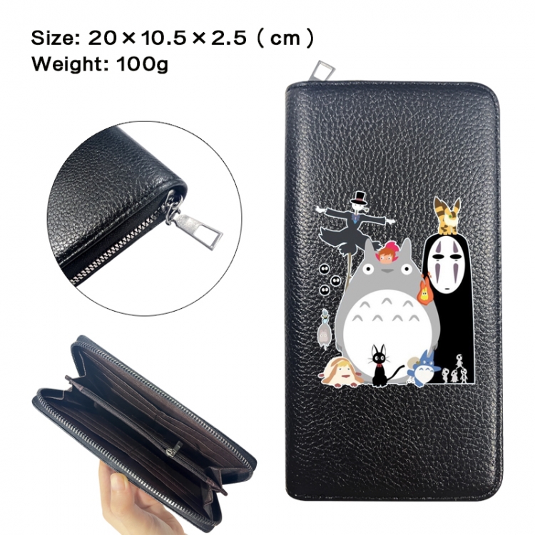 TOTORO Anime printed PU folding long zippered wallet with zero wallet 20x10.5x2.5cm