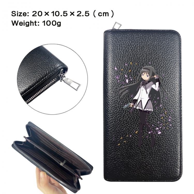 Magical Girl Madoka of the Magus Anime printed PU folding long zippered wallet with zero wallet 20x10.5x2.5cm