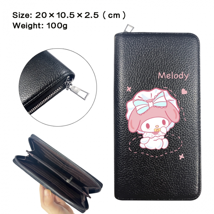sanrio Anime printed PU folding long zippered wallet with zero wallet 20x10.5x2.5cm