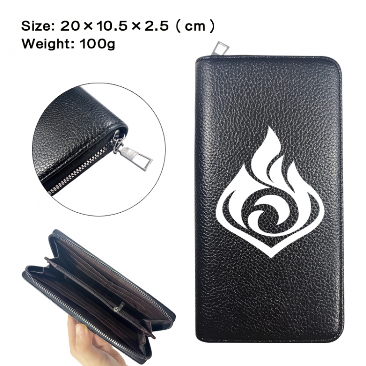 Genshin Impact Anime printed PU folding long zippered wallet with zero wallet 20x10.5x2.5cm