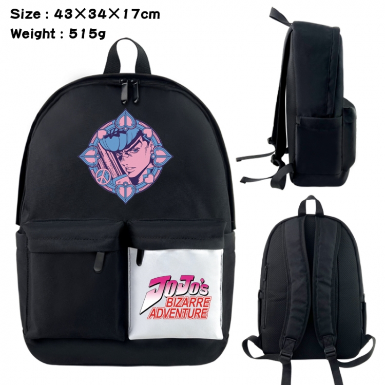 JoJos Bizarre Adventure Anime black and white classic waterproof canvas backpack 43X34X17CM