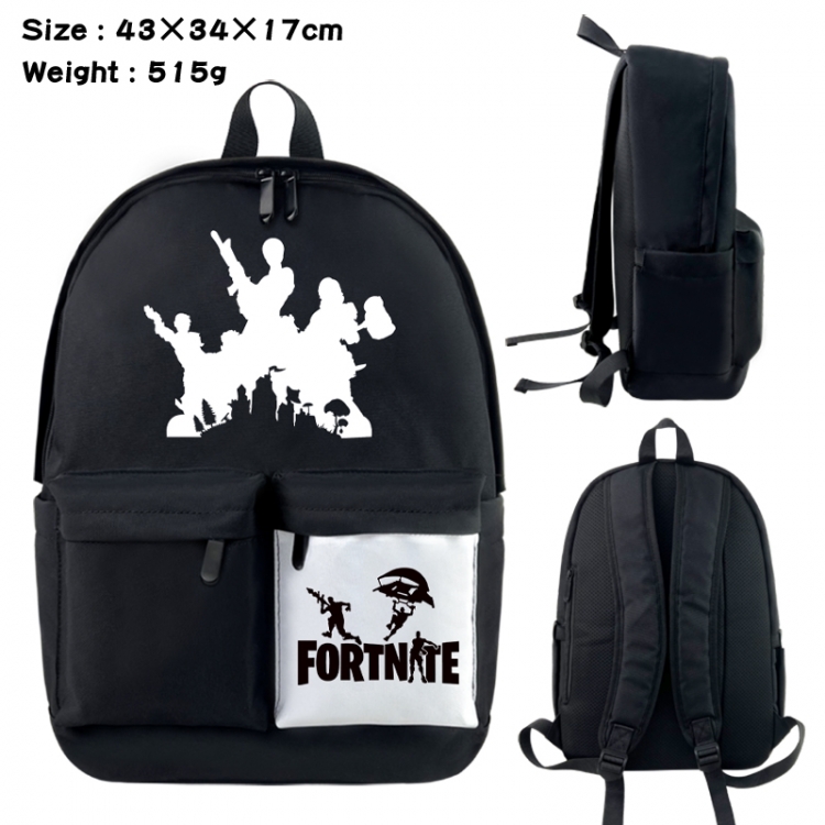 Fortnite Anime black and white classic waterproof canvas backpack 43X34X17CM