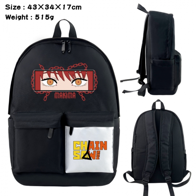 Chainsaw man Anime black and white classic waterproof canvas backpack 43X34X17CM