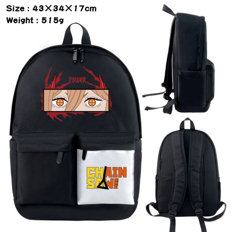 Chainsaw man Anime black and white classic waterproof canvas backpack 43X34X17CM