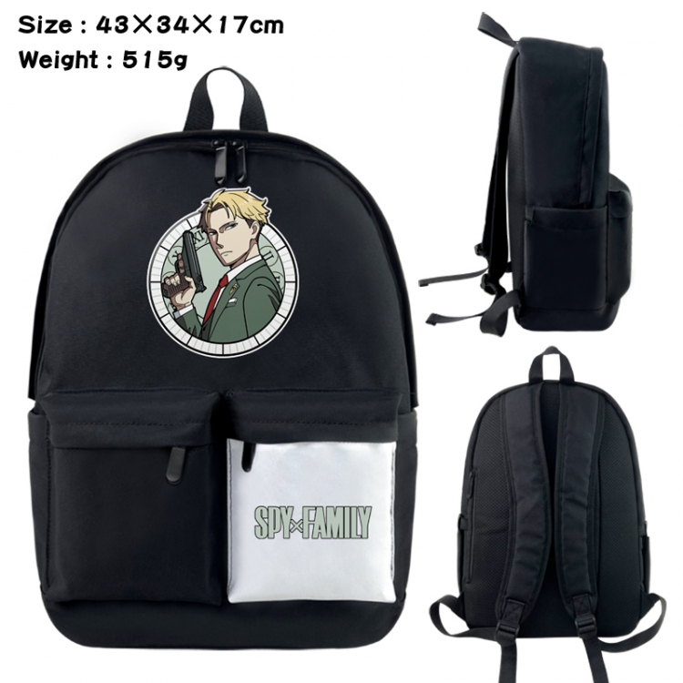 SPY×FAMILY Anime black and white classic waterproof canvas backpack 43X34X17CM