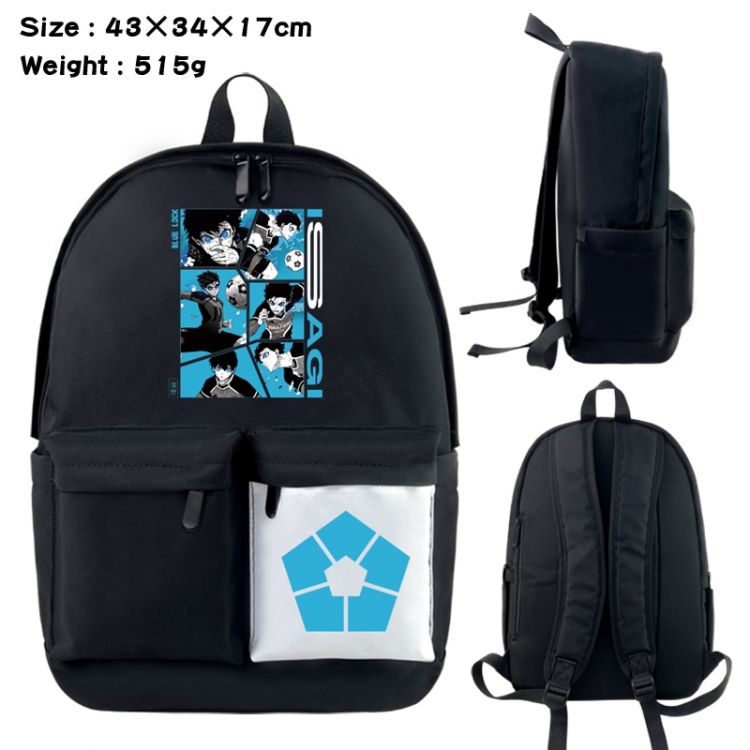 BLUE LOCK Anime black and white classic waterproof canvas backpack 43X34X17CM